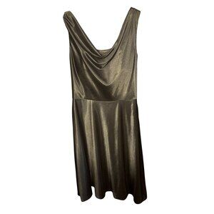 Metallic Black Satin Sleeveless‎ Dress Cowl Neck Jasmine Womens Size 8